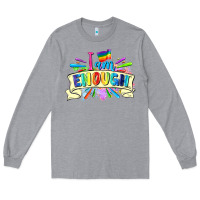 Heather Grey I am enough Long Sleeve Tee - FaDigitalArtStudio