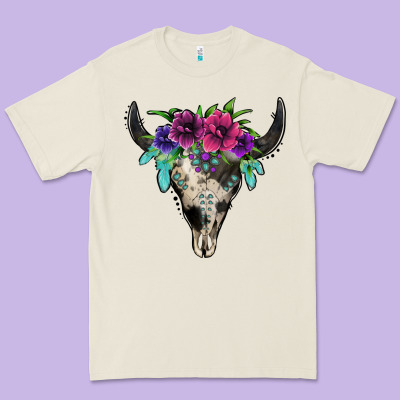 Cowhide Bull Skull Premium Tee Designed By Jasminsmagicworld
