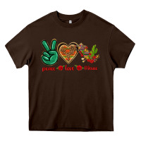 Chocolate Brown Peace Love Mexico Heavy Core Tee - texasbilliewilder