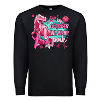 Black dinosaur  in october we wear pink Premium Sweatshirt - AdoDesignShop