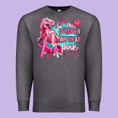 Dinosaur  In October We Wear Pink Premium Sweatshirt Designed By Adodesignshop