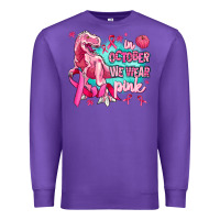 Purple dinosaur  in october we wear pink Premium Sweatshirt - AdoDesignShop