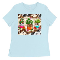 Baby Blue cowhide succulent Ladies Tee - TumblerDesignByShophia