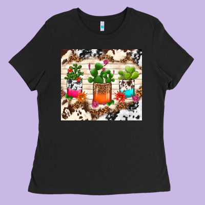 Cowhide Succulent Ladies Tee Designed By Tumblerdesignbyshophia