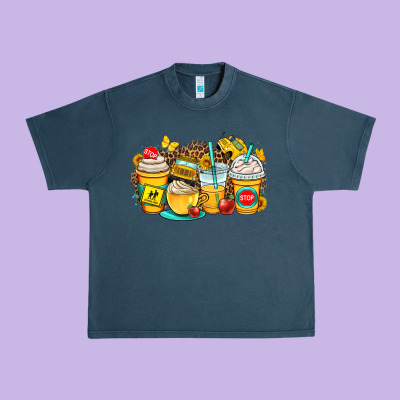 School Bus Coffee Cups Urban Heavy Tee Designed By Oliviacreatesart