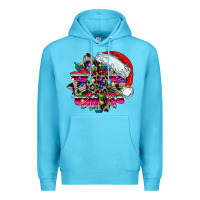 Ocean Blue serape and leopard christmas Premium Hoodie - CowhideDigitalArt
