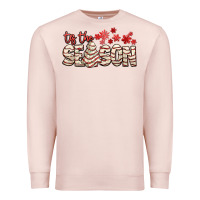 Pale Pink tis the season with christmas cake Premium Sweatshirt - AdoDesignShop