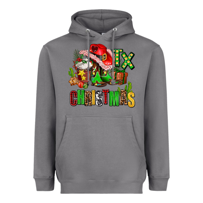 Tx Christmas Cowgirl Heavyweight Hoodie by AdoDesignShop | Teevron