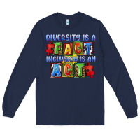 Navy Diversity is a fact inclusion is an act Long Sleeve Tee - FaDigitalArtStudio