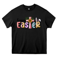 Black Happy Easter With Cross Heavy Core Tee - RanaPortraitStore