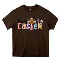 Chocolate Brown Happy Easter With Cross Heavy Core Tee - RanaPortraitStore