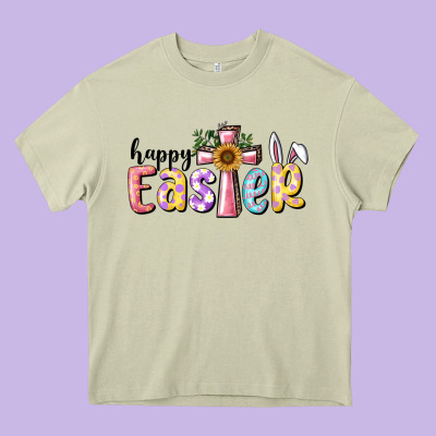 Happy Easter With Cross Heavy Core Tee Designed By Ranaportraitstore