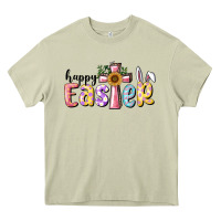 Mossy Happy Easter With Cross Heavy Core Tee - RanaPortraitStore