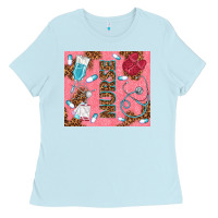 Baby Blue pink glitter nurse Ladies Tee - TumblerDesignByShophia