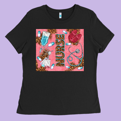 Pink Glitter Nurse Ladies Tee Designed By Tumblerdesignbyshophia
