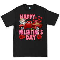 Black Happy Valentine's day red truck Premium Tee - HowdyJamesFarm