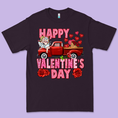 Happy Valentine's Day Red Truck Premium Tee Designed By Howdyjamesfarm