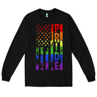 Black lgbtq pride american flag Long Sleeve Tee - FaDigitalArtStudio