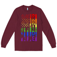 Burgundy lgbtq pride american flag Long Sleeve Tee - FaDigitalArtStudio