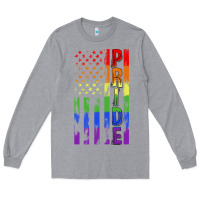 Heather Grey lgbtq pride american flag Long Sleeve Tee - FaDigitalArtStudio