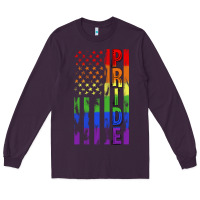 Plum lgbtq pride american flag Long Sleeve Tee - FaDigitalArtStudio