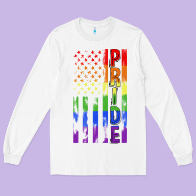Lgbtq Pride American Flag Long Sleeve Tee Designed By Fadigitalartstudio