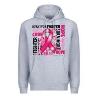 Heather Grey survivor breast cancer ribbon Premium Hoodie - RanaPortraitStore