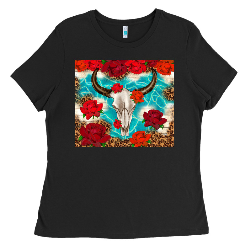 Bull Skull Rose Ladies Tee by TumblerDesignByShophia | Teevron