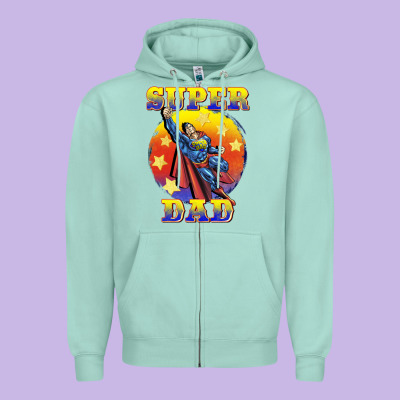 Super Dad Zipper Hoodie Designed By Barkaloodesign