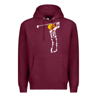 Burgundy Golf Skeleton Pumpkin Halloween Shirt Premium Hoodie - maiPhamDesign