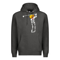 Charcoal Heather Golf Skeleton Pumpkin Halloween Shirt Premium Hoodie - maiPhamDesign