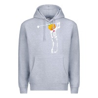 Heather Grey Golf Skeleton Pumpkin Halloween Shirt Premium Hoodie - maiPhamDesign