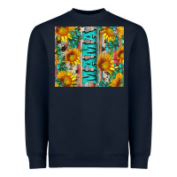 Navy mama wıth sunflowers and gemstone Heavyweight Sweatshirt - Artiststas