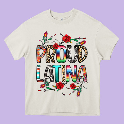 Proud Latina Heavy Core Tee Designed By Texasbilliewilder
