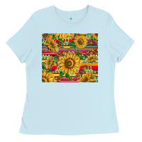 Baby Blue mexican sunflowers Ladies Tee - TumblerDesignByShophia