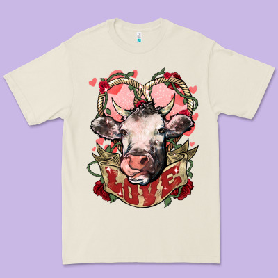 Cow Valentine's Day Love Premium Tee Designed By Howdyjamesfarm
