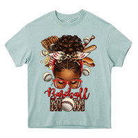 Arona Baseball Mom Afro Messy Bun Heavy Core Tee - texasbilliewilder