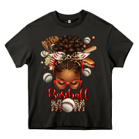 Asphalt Baseball Mom Afro Messy Bun Heavy Core Tee - texasbilliewilder