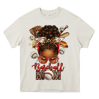 Baseball Mom Afro Messy Bun Heavy Core Tee | Teevron