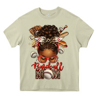 Mossy Baseball Mom Afro Messy Bun Heavy Core Tee - texasbilliewilder
