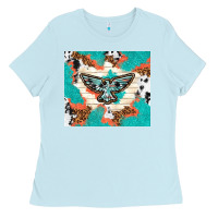 Baby Blue freebird with leopard and cowhide pattern Ladies Tee - TumblerDesignByShophia