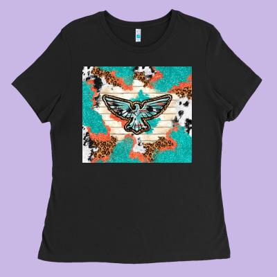 Freebird With Leopard And Cowhide Pattern Ladies Tee Designed By Tumblerdesignbyshophia