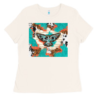Bone freebird with leopard and cowhide pattern Ladies Tee - TumblerDesignByShophia