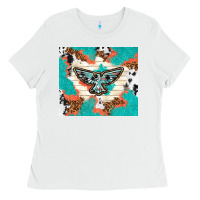 White freebird with leopard and cowhide pattern Ladies Tee - TumblerDesignByShophia