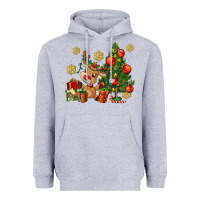 Heather Grey reindeer and christmas tree Heavyweight Hoodie - AdoDesignShop