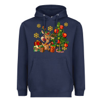 Navy reindeer and christmas tree Heavyweight Hoodie - AdoDesignShop