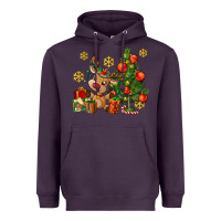 Plum reindeer and christmas tree Heavyweight Hoodie - AdoDesignShop