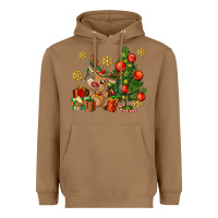 Reindeer And Christmas Tree Heavyweight Hoodie | Teevron