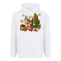 White reindeer and christmas tree Heavyweight Hoodie - AdoDesignShop