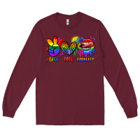 Burgundy Peace love equality Long Sleeve Tee - FaDigitalArtStudio